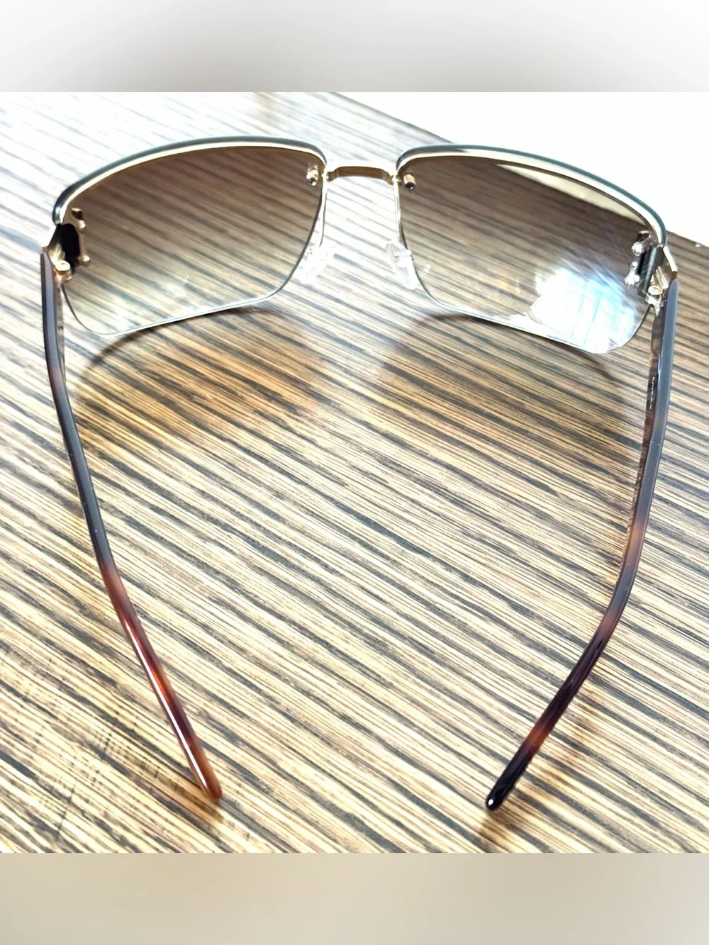 GUCCI GG 1798/S Rimless Sunglasses Tortoise Gold Brown Y2K + Cloth & Case